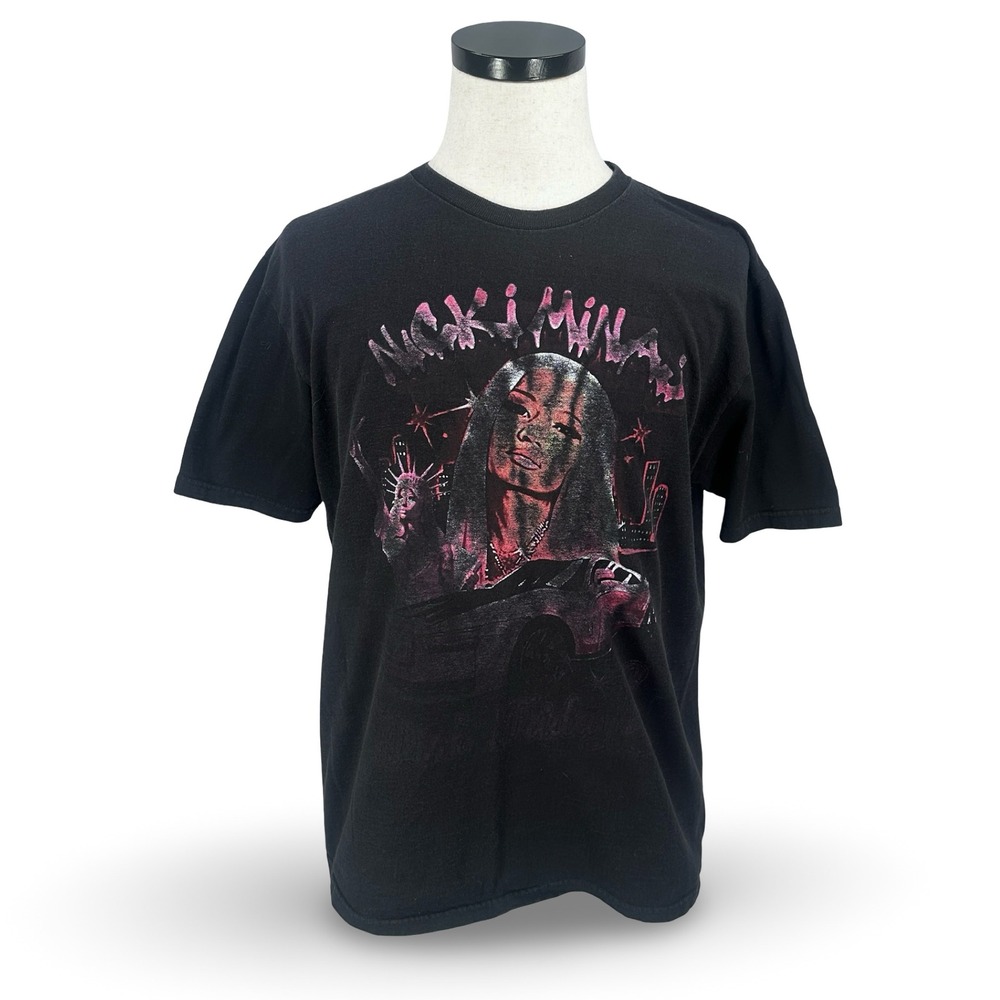 Nicki Minaj Pink Friday 2 Gag City World Tour T-Shirt Black Pink Gray Mens Large